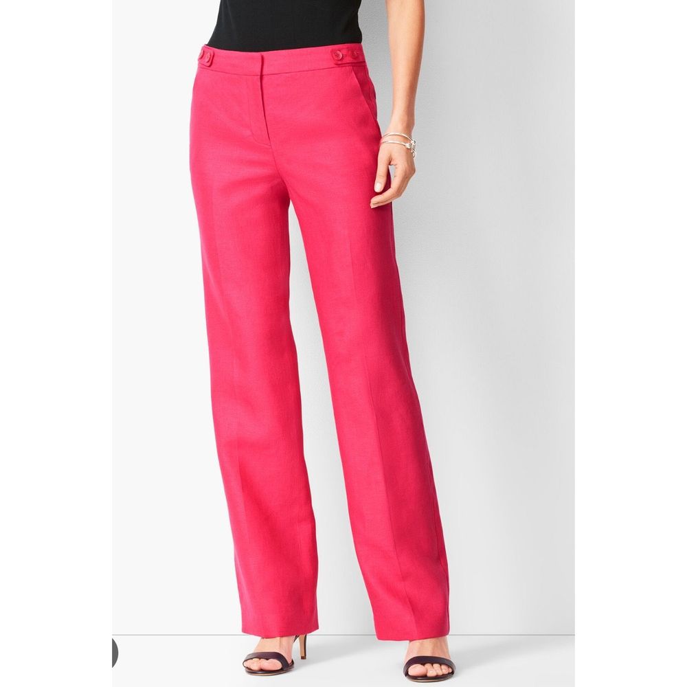 Talbots Pants Linen Women's‎ Size 8 Long Pink Windsor Wide Leg New